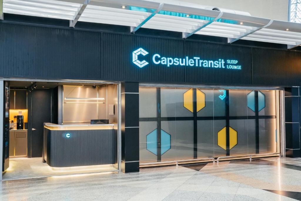 CapsuleTransit Sleep Lounge frontage inside Kuala Lumpur International Airport